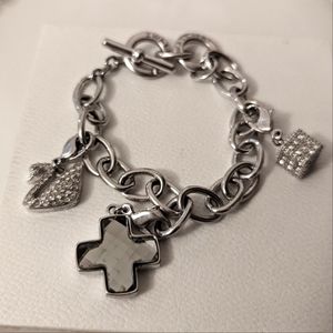 Swarovski Charm Bracelet with 3 Authentic Charms, Silver